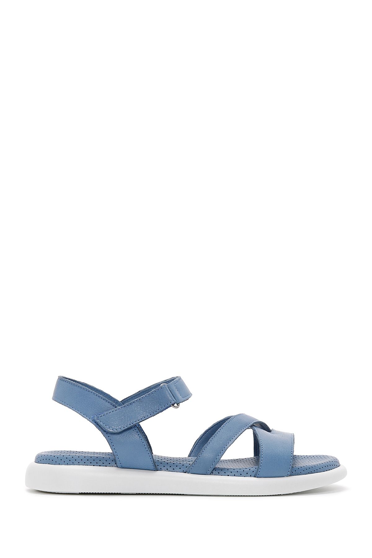 Derimod Kadın Mavi Bilekten Bantlı Deri Comfort Sandalet