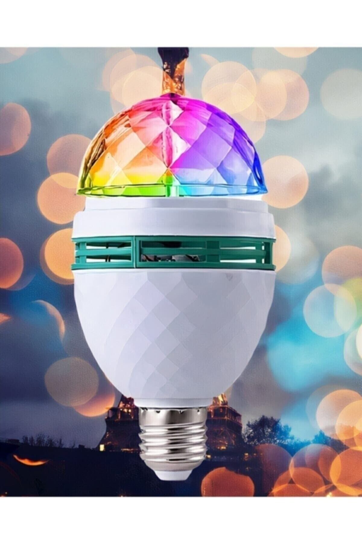 İBOVİA Renkli Led Döner Başlıklı Disko Topu Ampul Gece Lambası 3 Watt E27 Duylu Renkli Disco Ampul