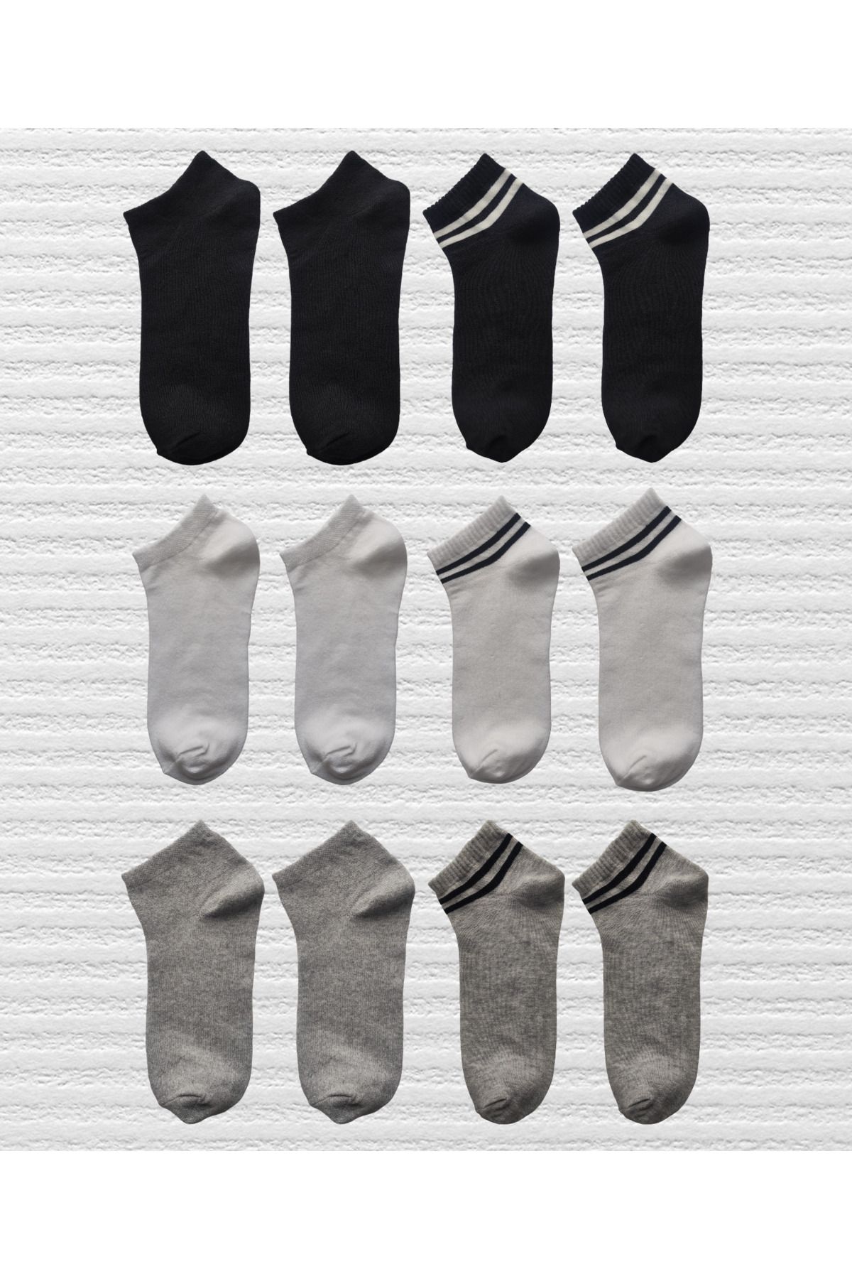 KAYSSOCK 12'li Unisex Karışık Düz Patik Çorap