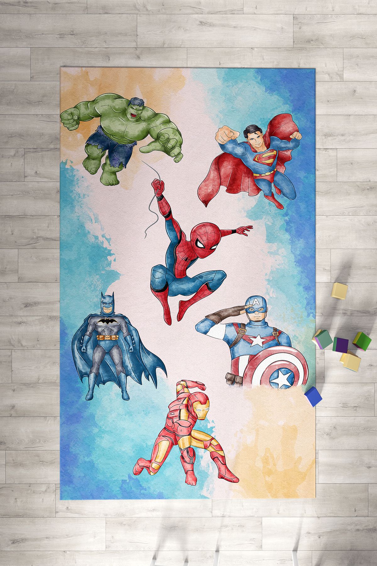 Homiko Marvel Süper Kahramanlar Desenli  Çocuk ve Bebek Odası Dekoratif Halı TLH-315