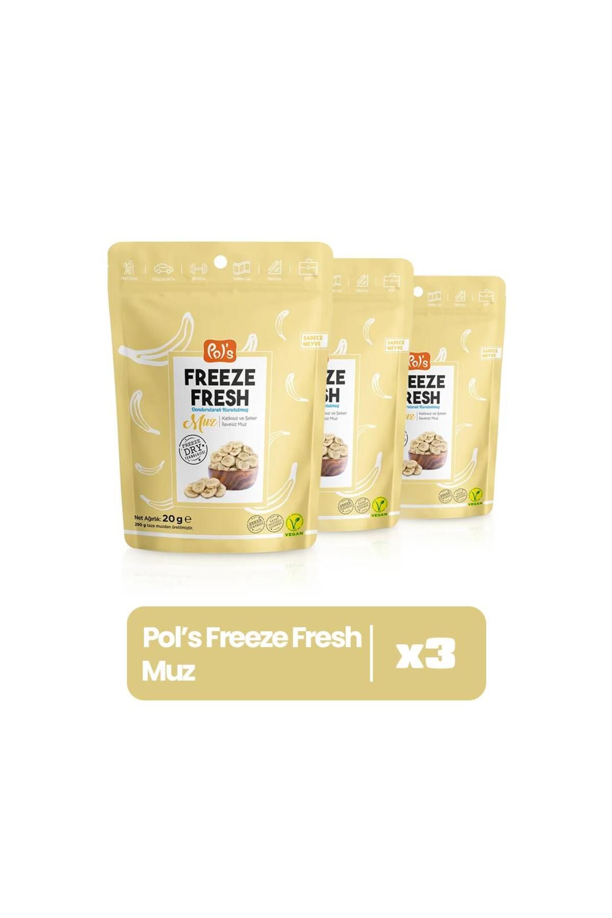 Pol's Freeze Fresh Muz 20 G X 3 Adet Freeze Dry Dondurularak Kurutulmuş Meyve