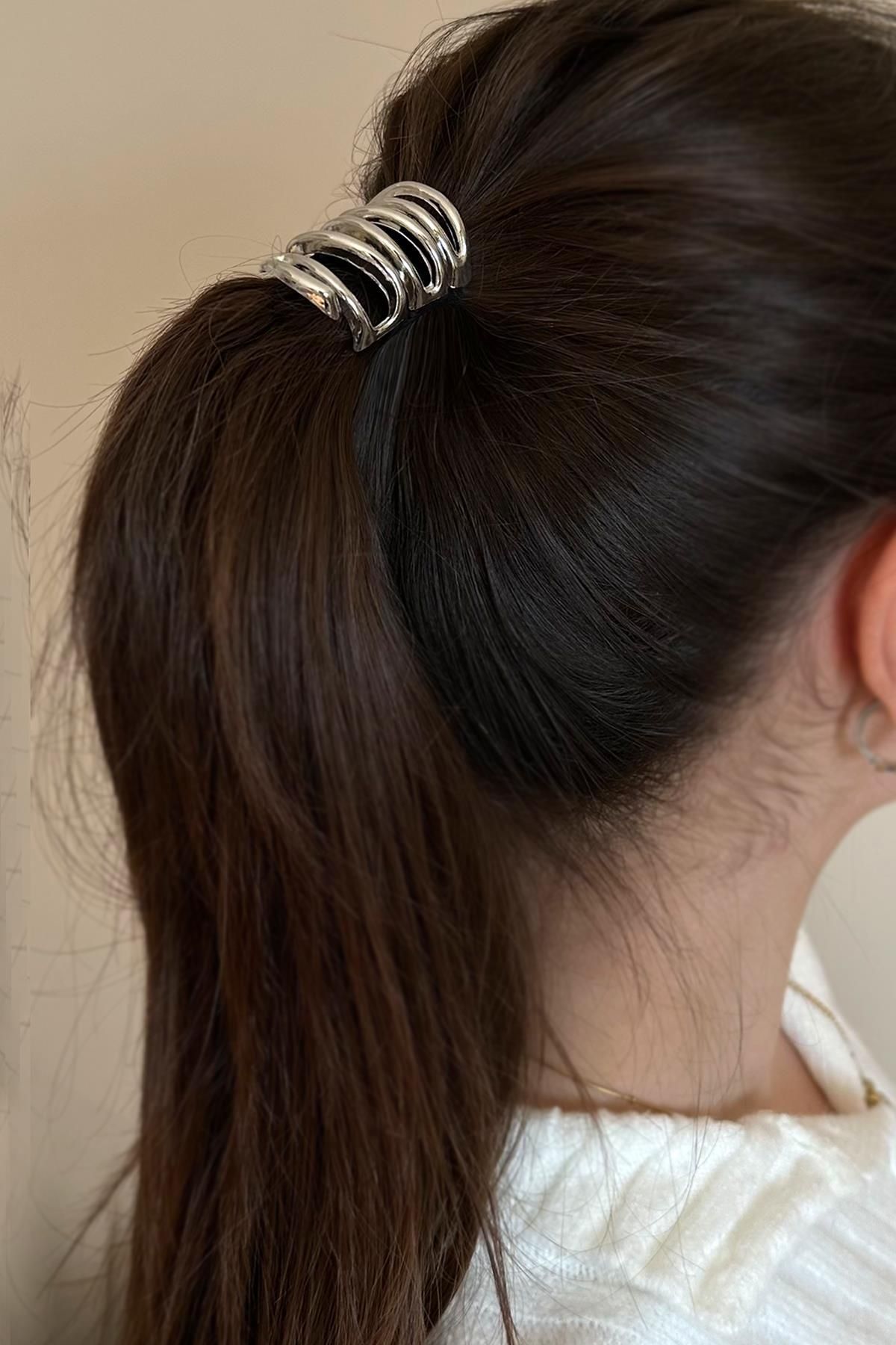 New Obsessions Molen Metal Minimal Detaylı Metal lastikli Saç Tokası