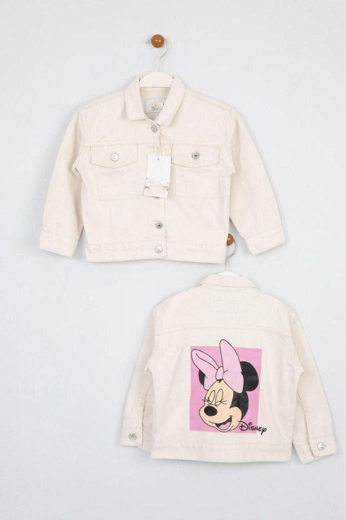 YİGİT BUTİK Yiğit Butik Minnie Mouse Baskılı Kot Ceket