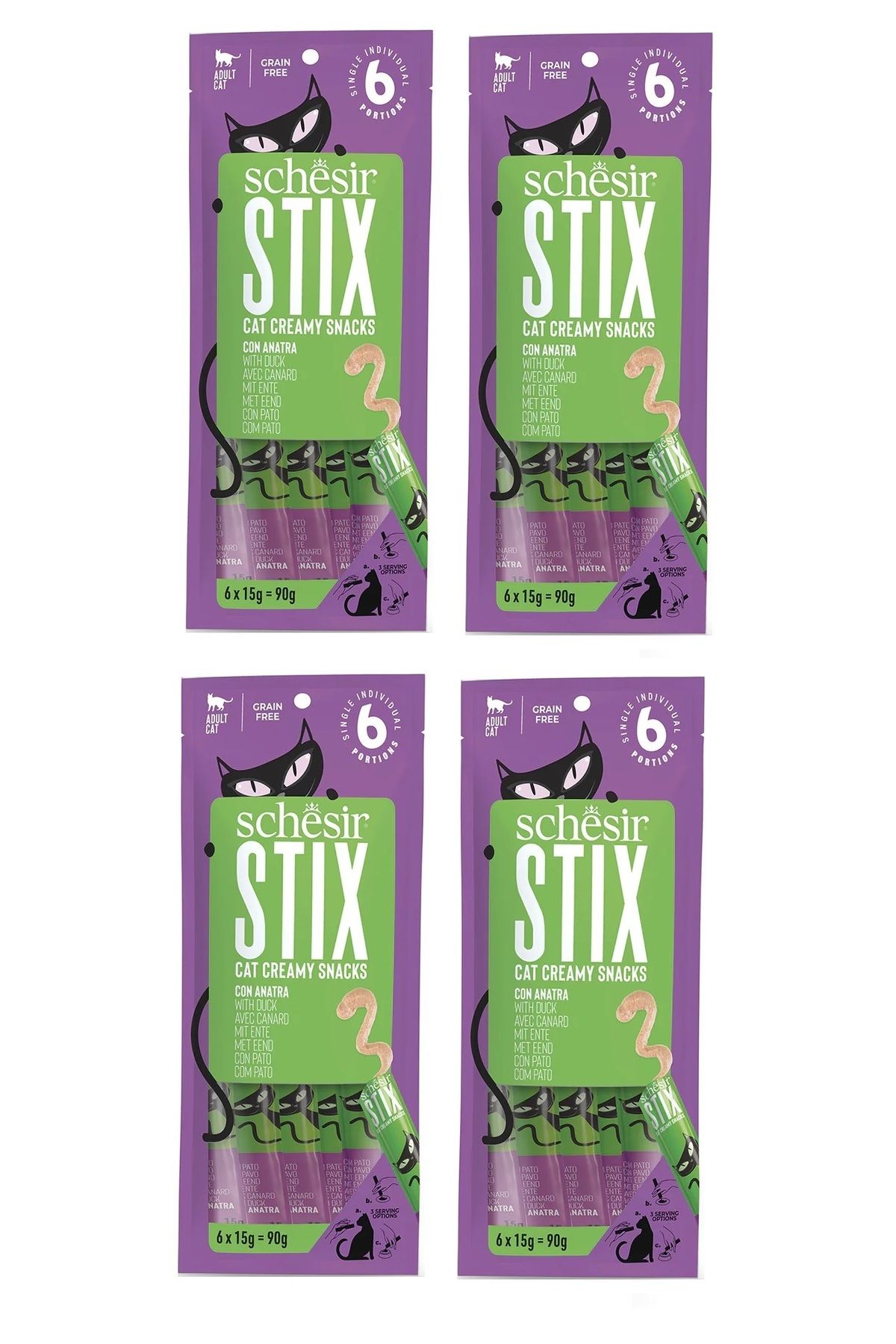 Schesir Stix Ördekli Krema Kedi Sıvı Ödülü 6 X 15 Gr. 4 Lü Paket