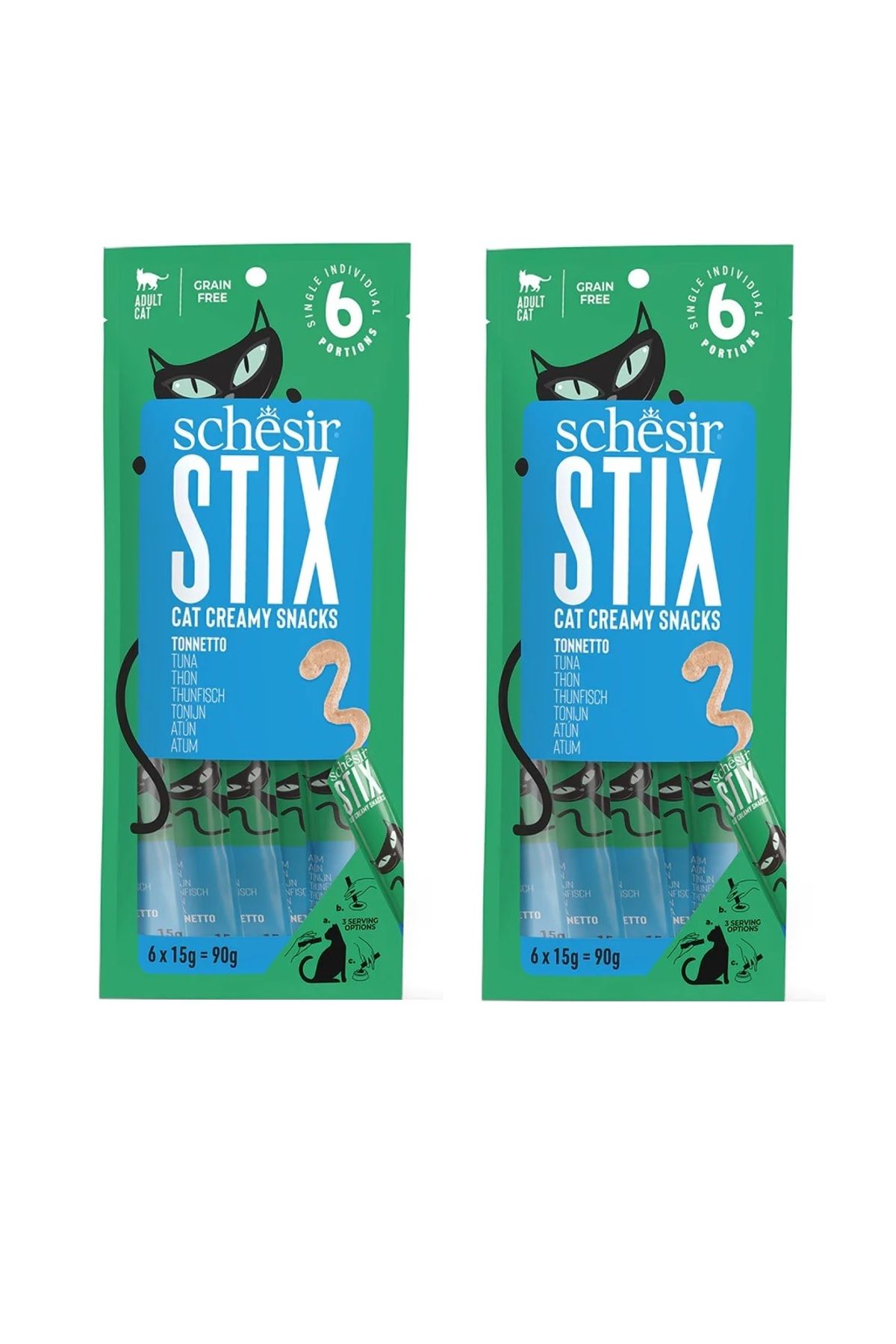 Schesir Stix Ton Balıklı Krema Kedi Sıvı Ödülü 6 X 15 Gr. 2 Li Paket