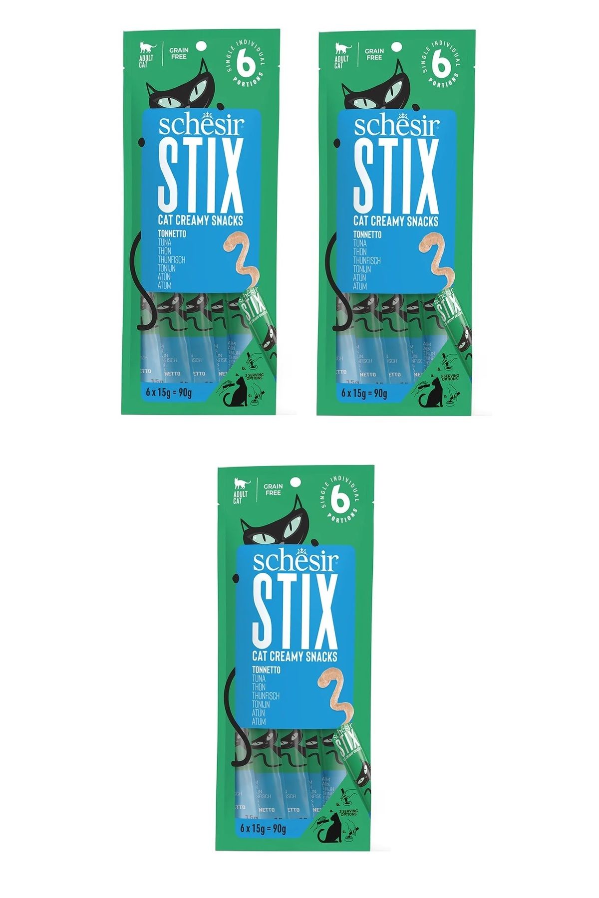 Schesir Stix Ton Balıklı Krema Kedi Sıvı Ödülü 6 X 15 Gr. 3 Lü Paket