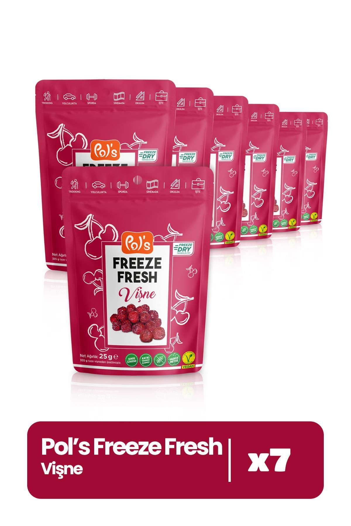 Pol's Freeze Fresh Vişne 25 gr X 7 Adet Freeze Dry Dondurularak Kurutulmuş Meyve