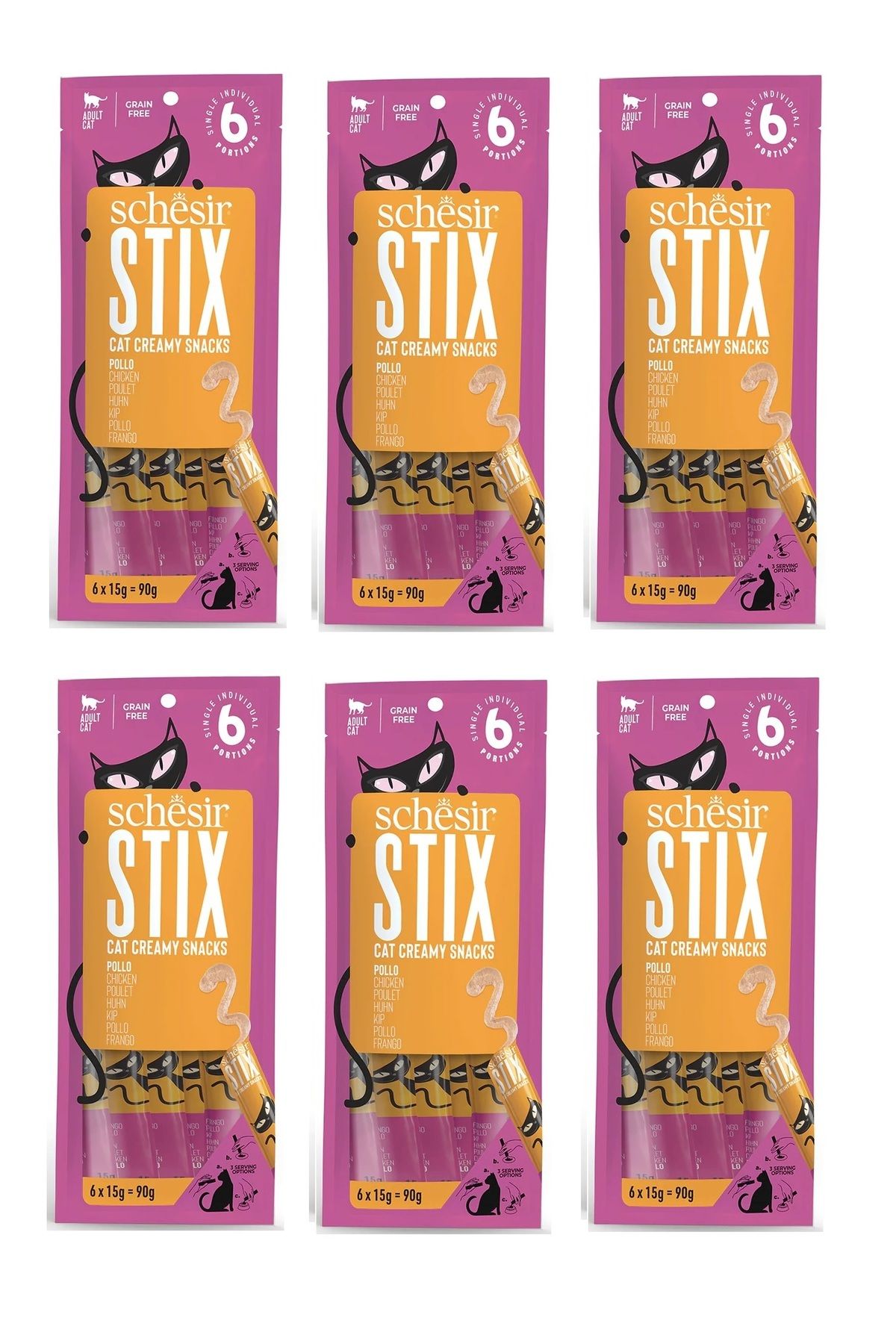 Schesir Stix Tavuklu Krema Kedi Sıvı Ödülü 6 X 15 Gr. 6 Lı Paket