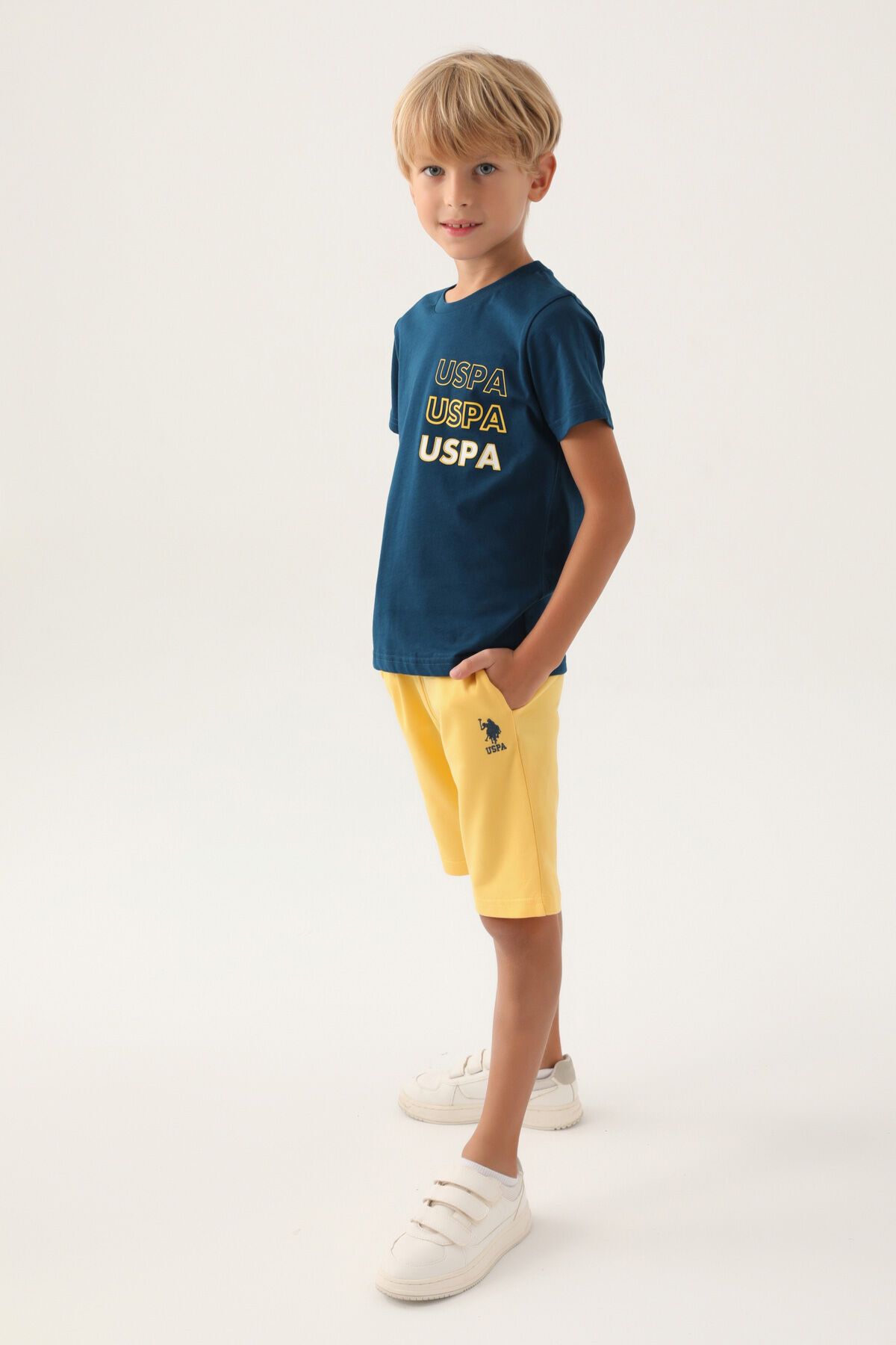 U.S. Polo Assn. Lisanslı Polo Lacivert Erkek Çocuk Bermuda Takım