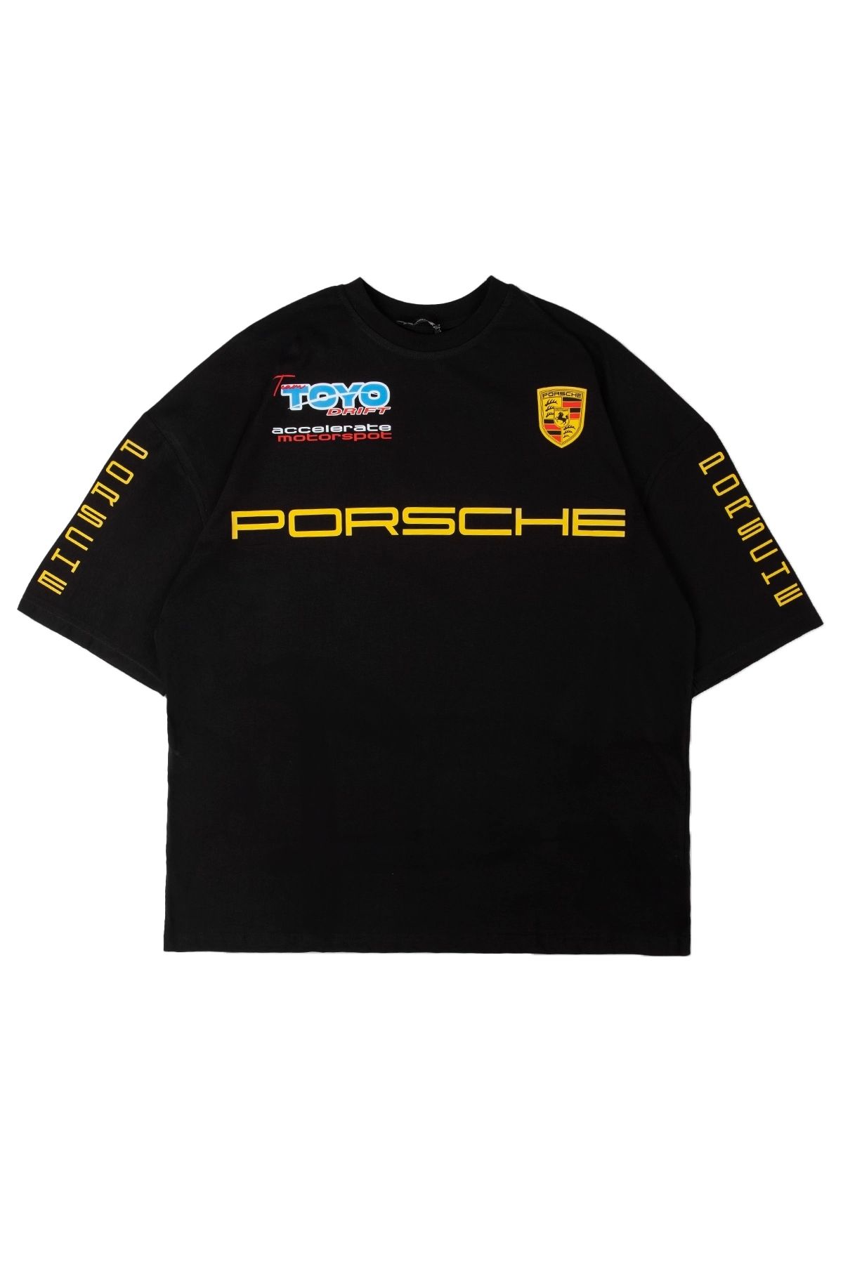 Sekizbiraltı Racing Motorsport Car Baskılı Oversize Unisex Siyah Tshirt