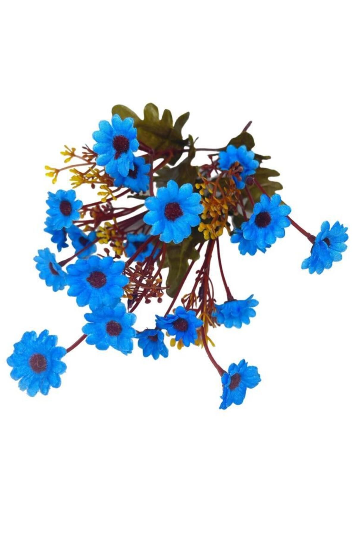Nettenevime Yapay Çiçek Kır Çiçeği Mavi Koyu Papatya Kumaş Çiçekli