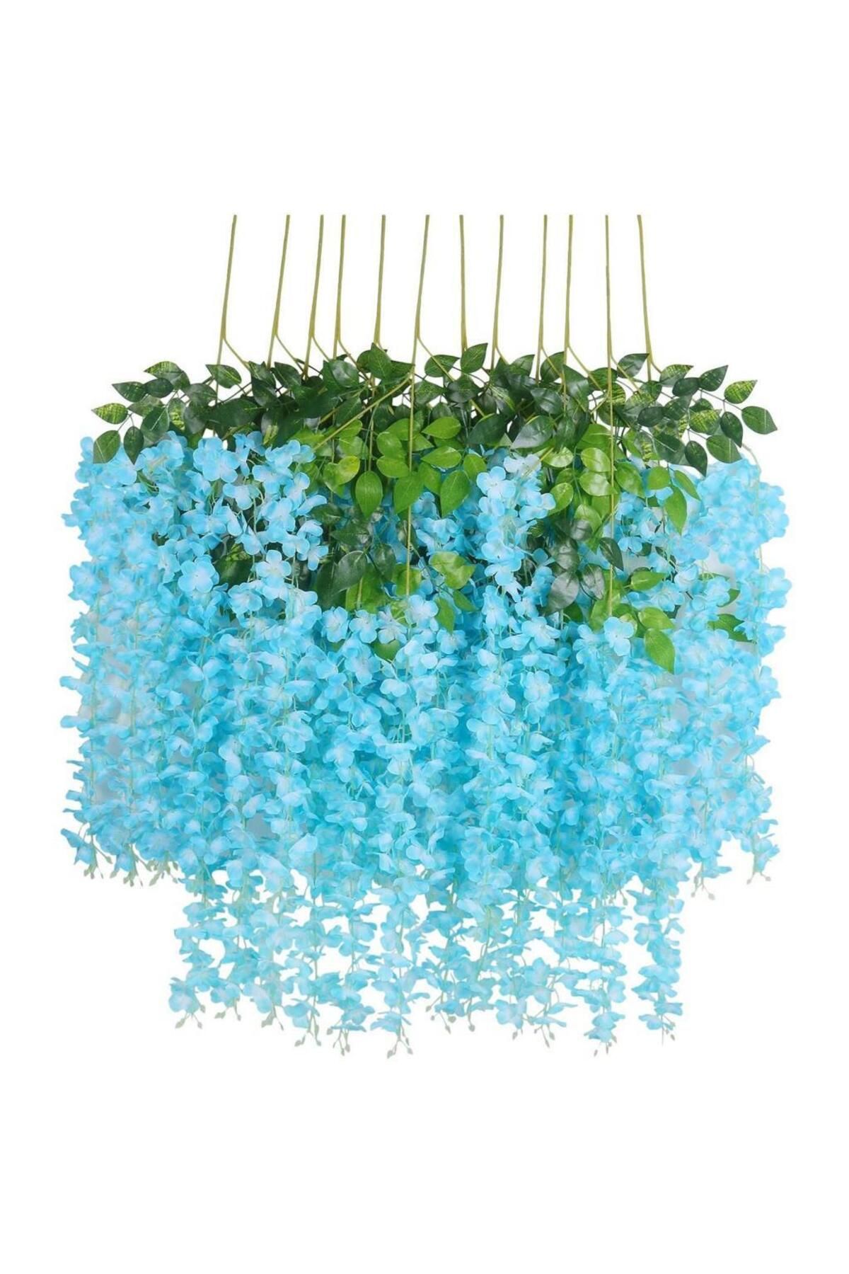 Nettenevime Sarkan Yapay Çiçek Akasya Mavi 80 Cm 3 Sarkan Dallı 12 Adet Bağ