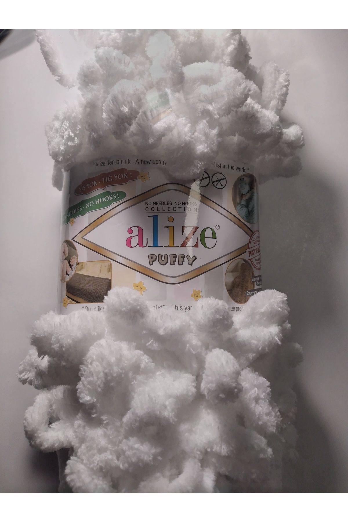 Alize Puffy El Örgü İpi 55 (Beyaz) (5 li Paket)
