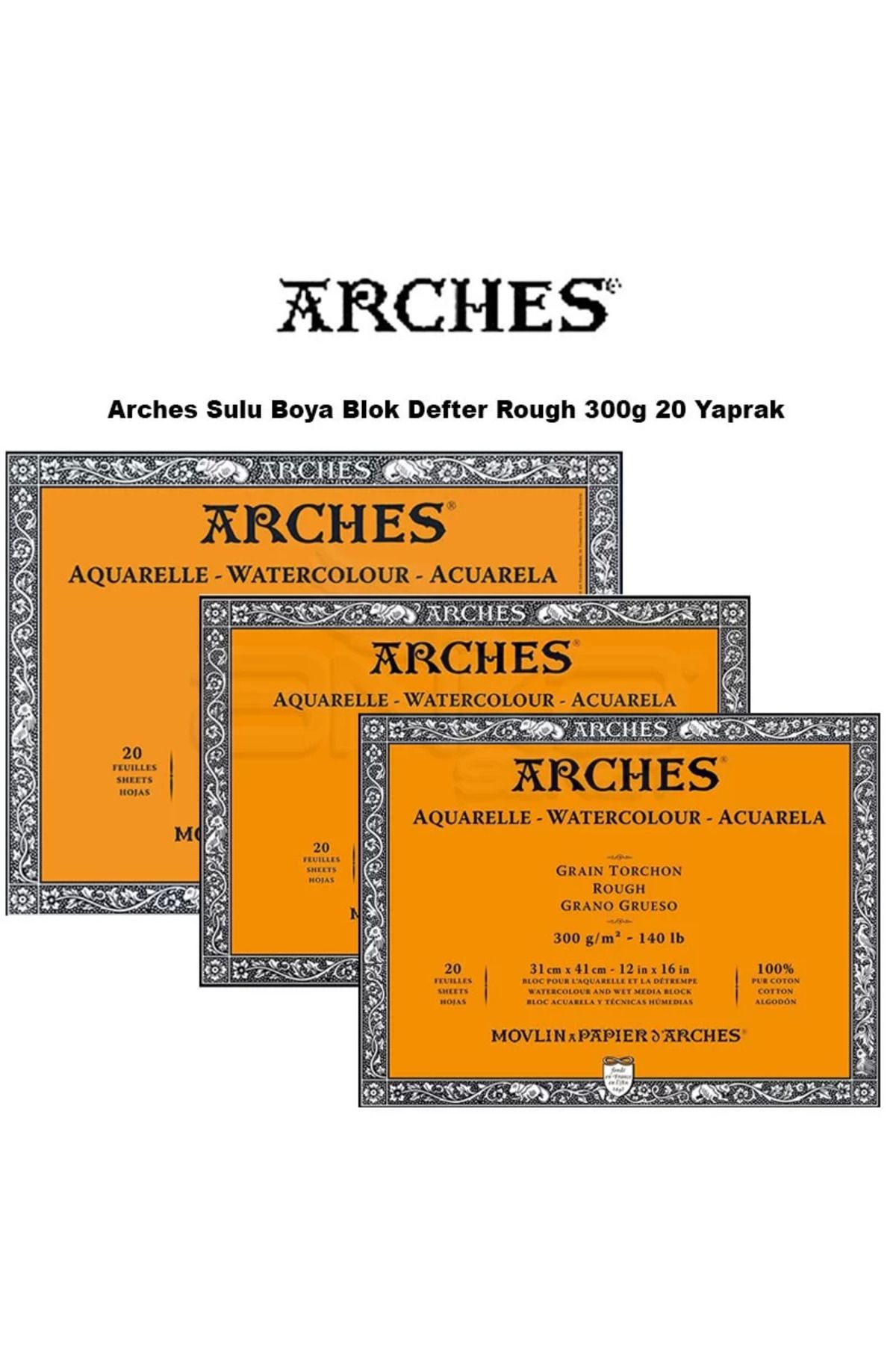 Arches Sulu Boya Blok Defter Rough 300g 20 Yaprak