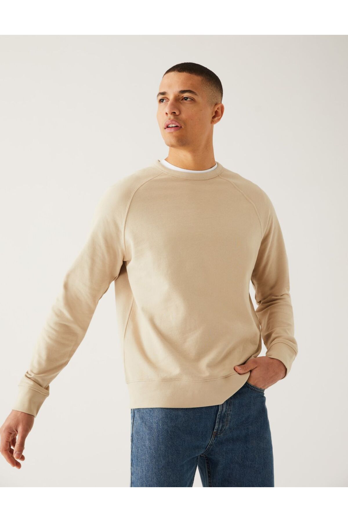 Marks & Spencer Saf Pamuklu Yuvarlak Yaka Sweatshirt