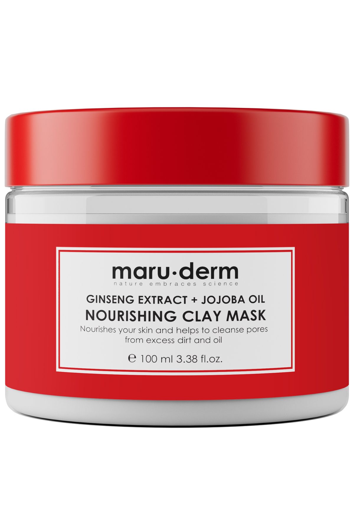 Maru.Derm Kil Maskesi | Ginseng Özü + Jojoba Yağı Besleyici Kil Maskesi 100 ML | Tüm Cilt Tipleri | Vegan