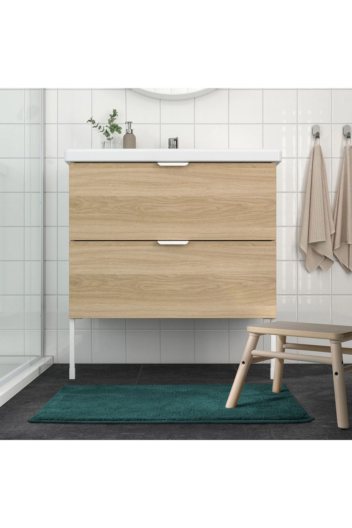 IKEA Gri-Turkuaz Banyo Paspası