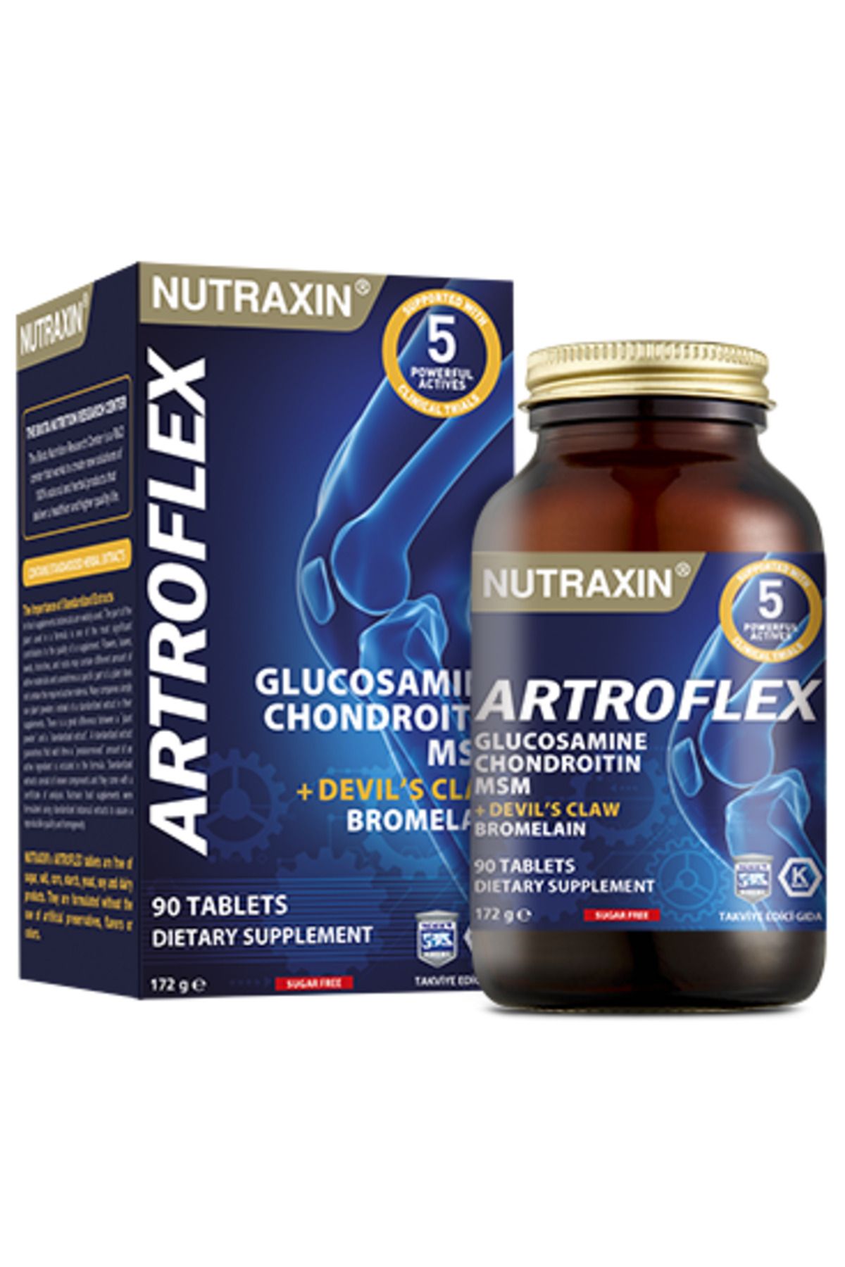 Nutraxin Artroflex - Glukozamin Gıda Takviyesi 90 Tablet - Glukozamin Kondroitin MSM Bromelain Seytan pençesi