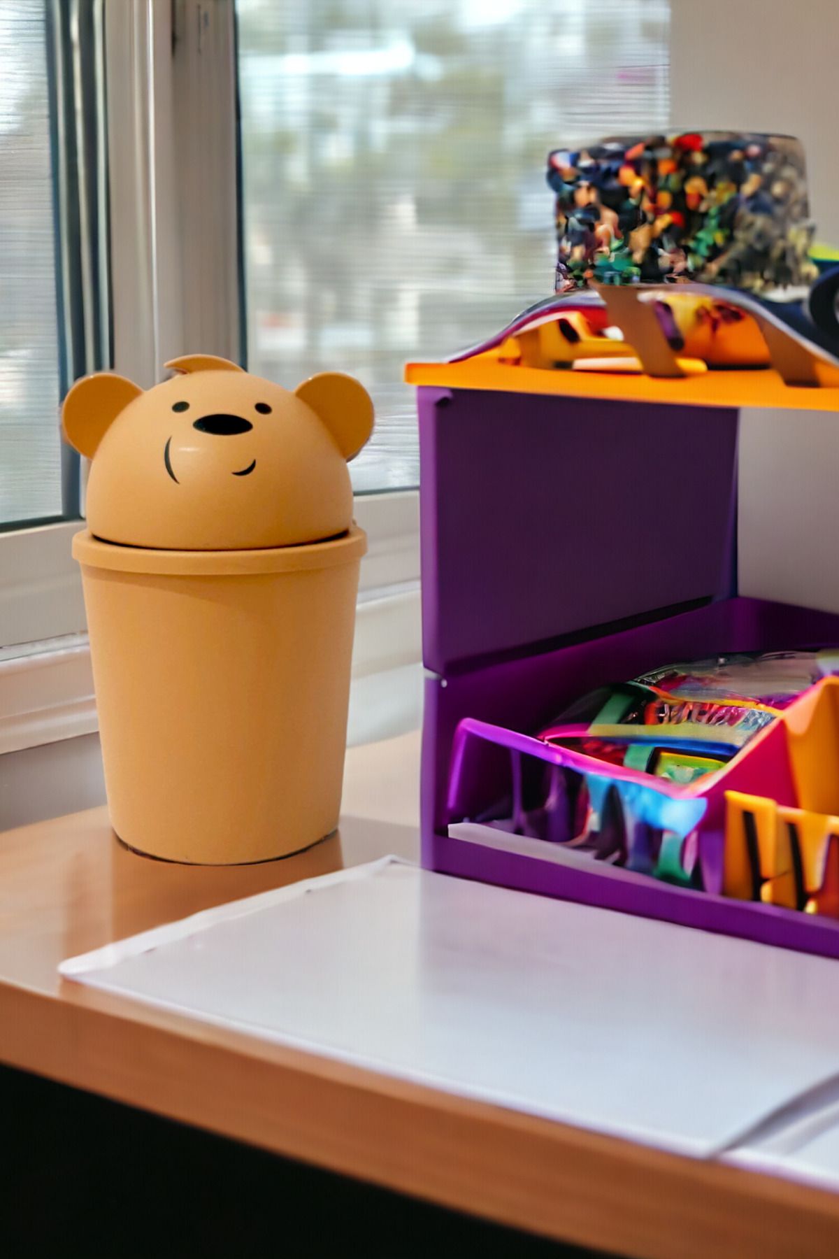 Gretta We Bare Bears Mini Tatlı Çöp Kovası Masa Üstü Çocuk Çöp Kovası