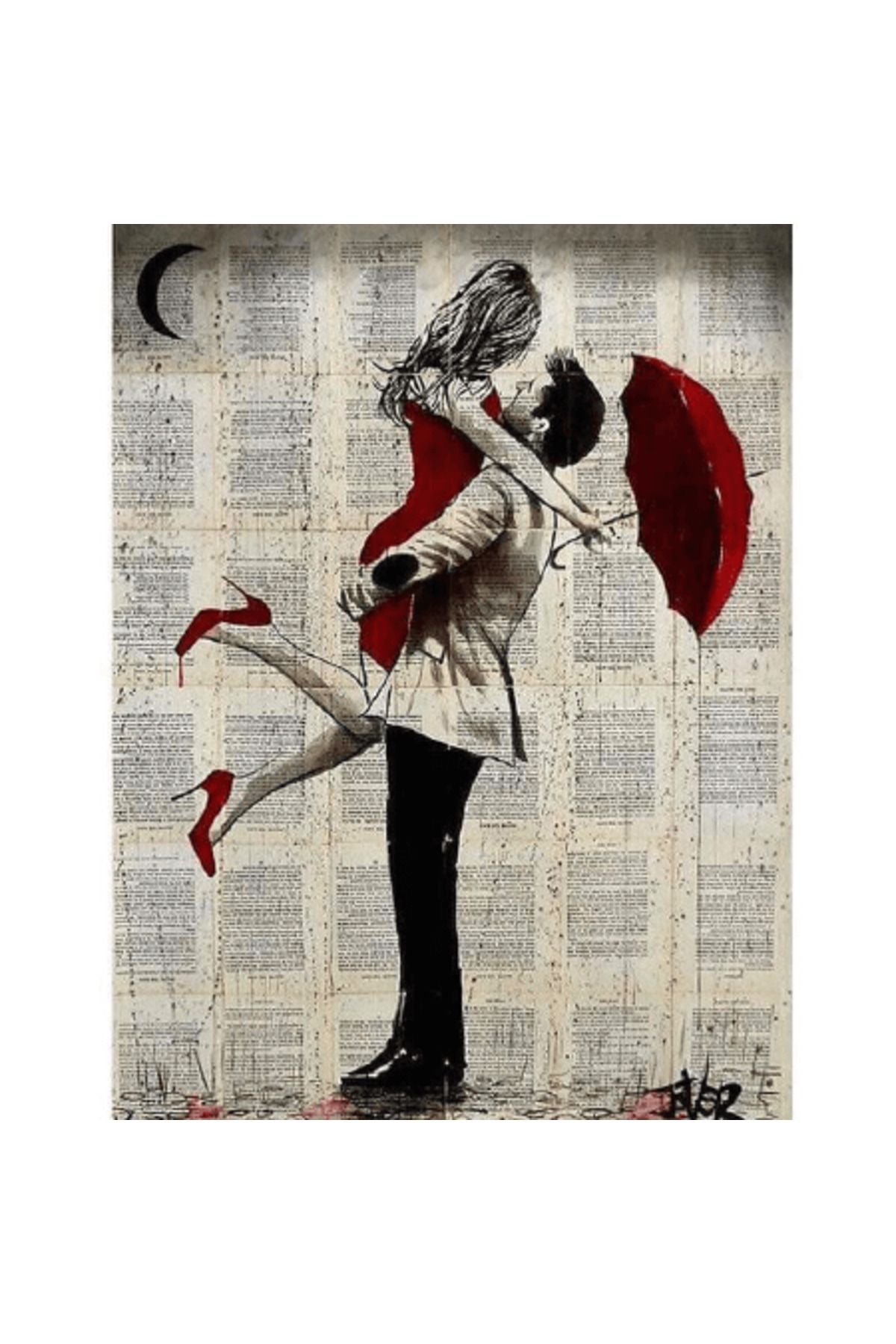 Simbastore Canvas Romantik Şemsiye Anısı 1 Sayılarla Boyama Seti  Kasnaklı 70 x 90 cm