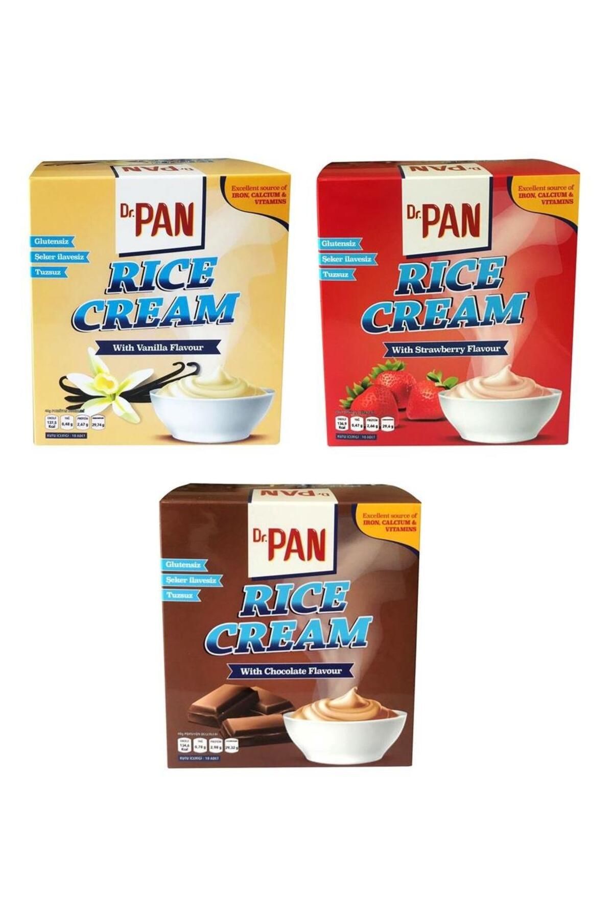 Dr Pan Dr. Pan 3'lü Rice Cream Set Çikolata Vanilya Çilek 400 gr 3 Adet