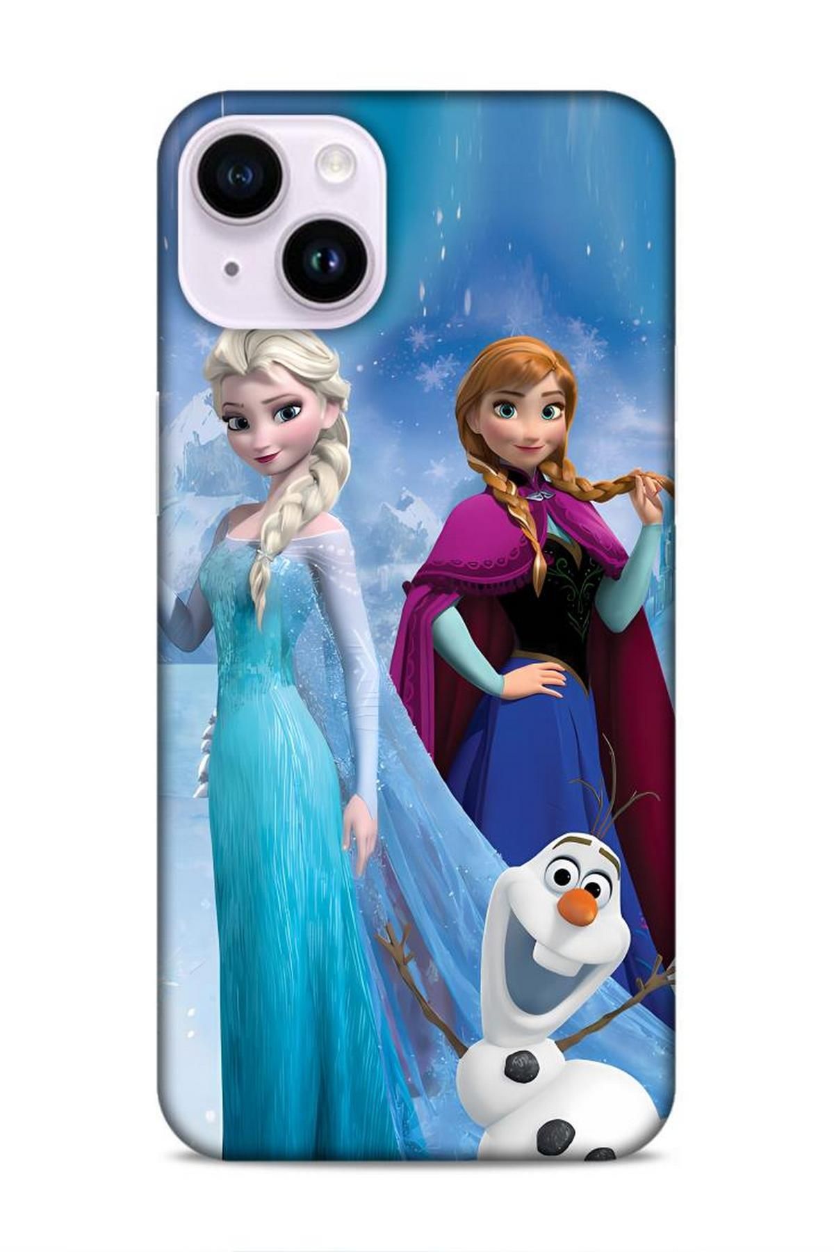 Lopard Apple iPhone 14 Plus Vega Hifi 30 Elsa Anna Frozen Bordo Kenarları Şeffaf Kapak