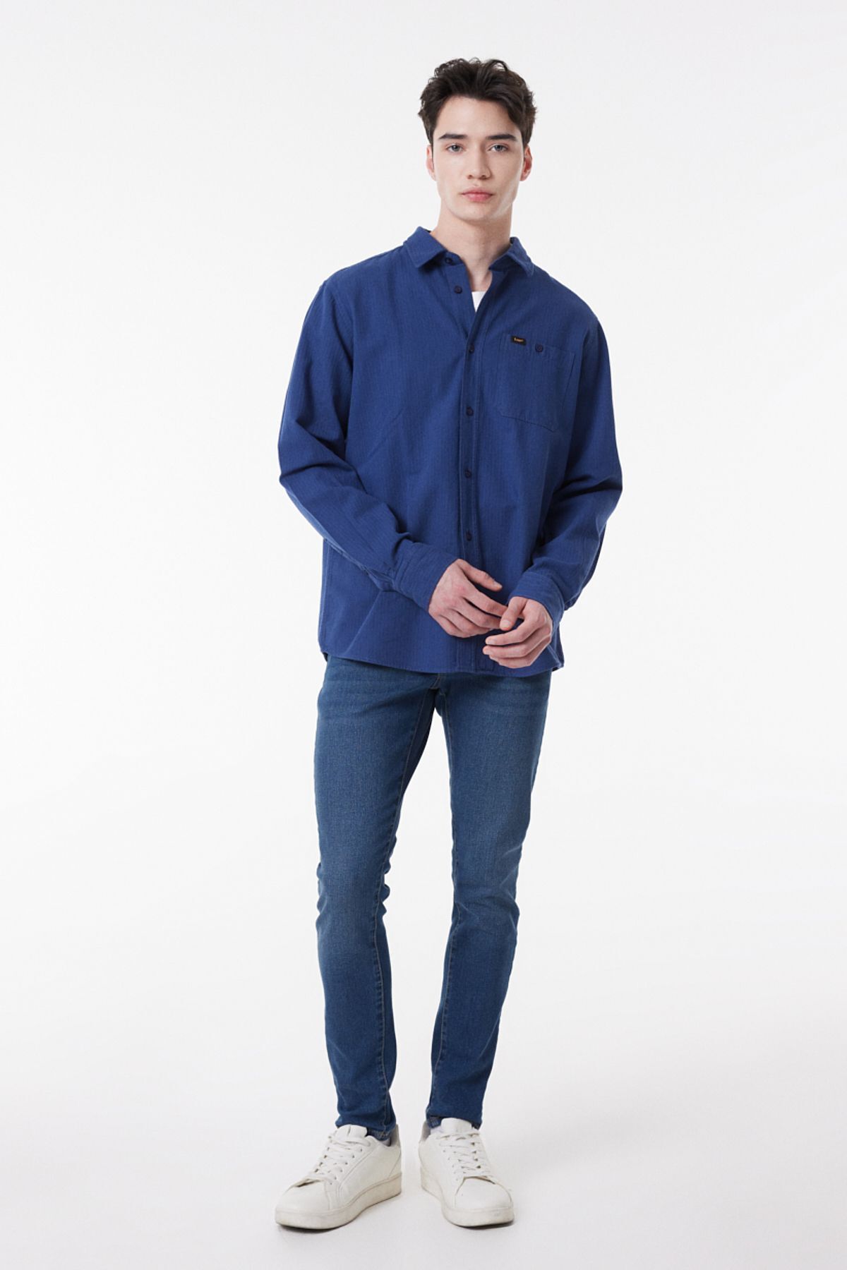 Lee Regular Fit Normal Kesim %100 Pamuk Mavi Erkek Uzun Kol Gömlek