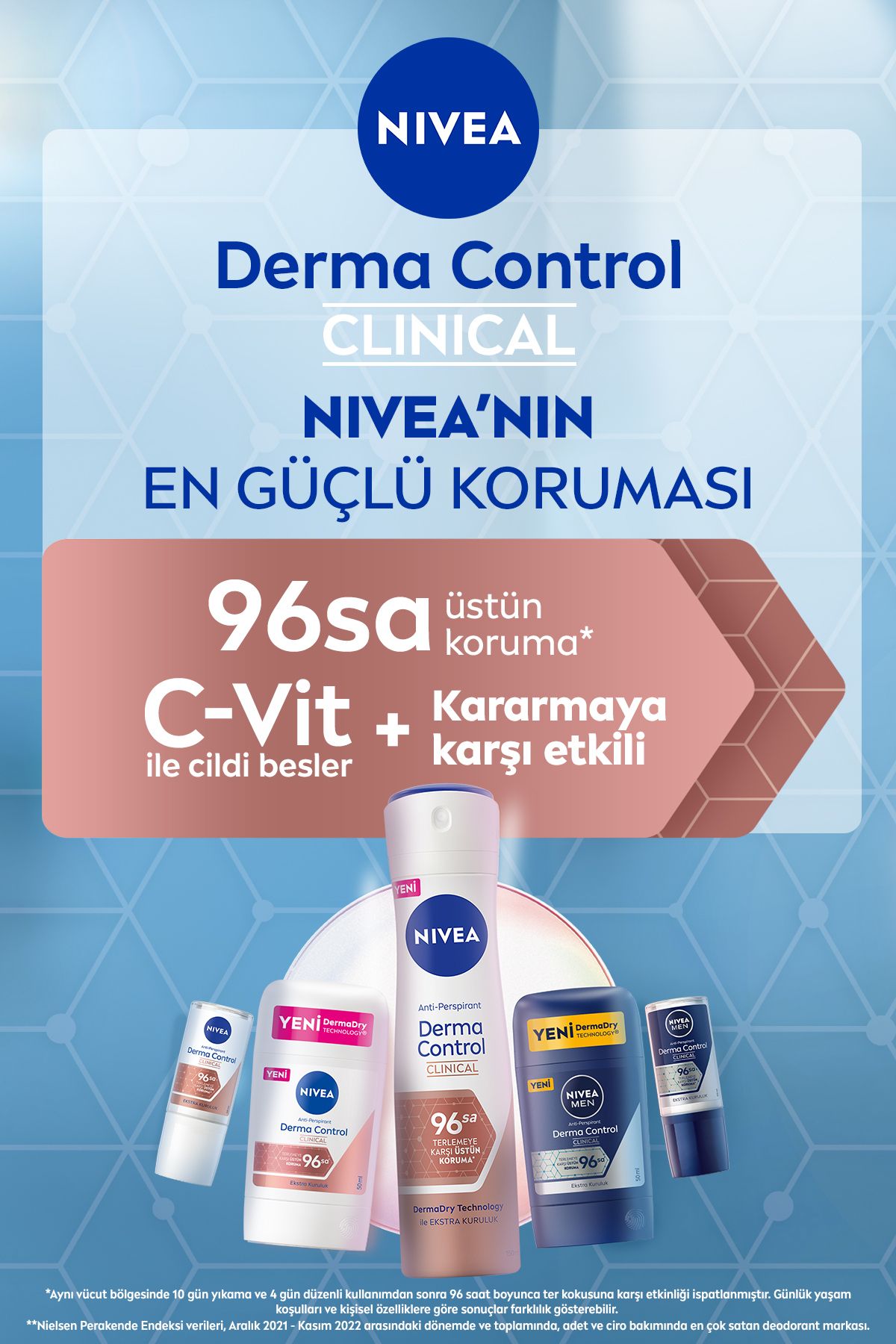 Men Erkek Stick Deodorant Derma Control Clinical 50 Ml,96 Saat Üstün Koruma, C Vitamini_4