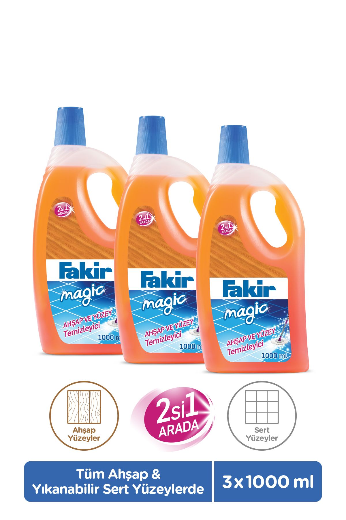 Fakir Magic 2 Si 1 Arada Ahşap Ve Yüzey Temizleyici 1000 ml X 3 Adet