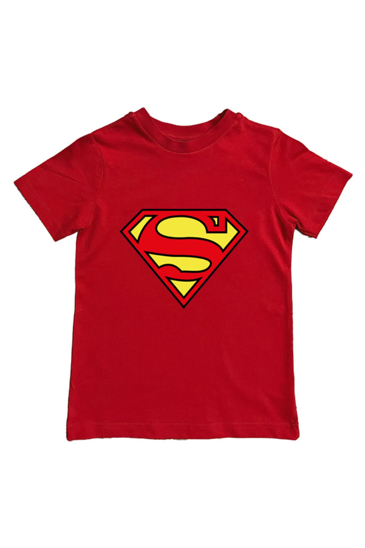 Superman baskılı pamuklu penye kumaş yazlık çocuk tişört