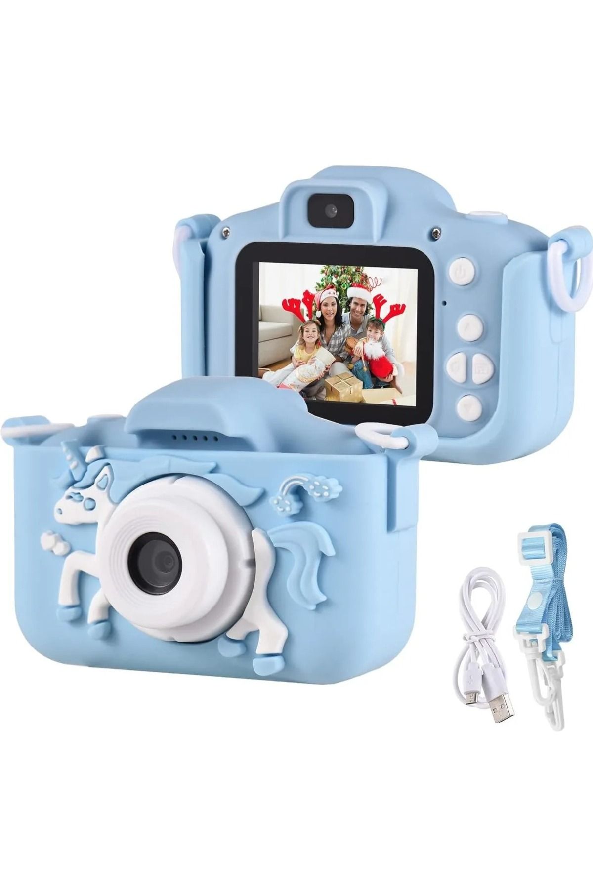 NON Nİ Mini Karikatür Çocuklar Dijital Kamera 1080P Mavi KS104