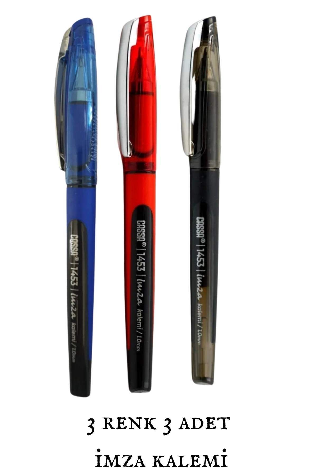 Cassa İmza Kalemi 3 Renk (Siyah-Kırmızı-Mavi) 3 Adet 1453 1.0 mm