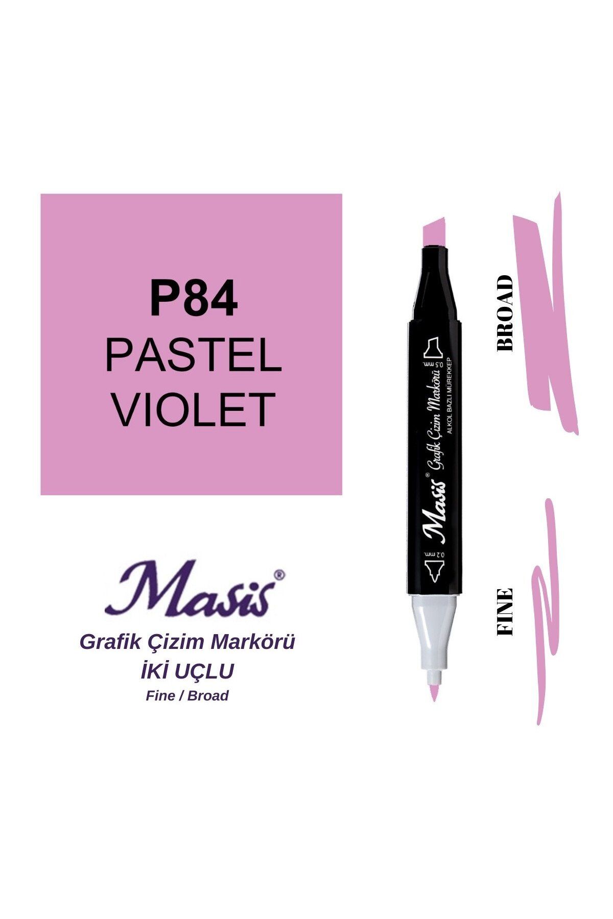 Masis Twin Çift Uçlu Marker Kalemi 84 Pastel Violet