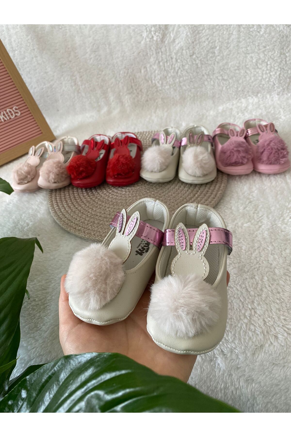 Funny Ponponlu Ayıcıklı Bebek Bayramlık Babet Ayakkabı Yürüme Öncesi Ayakkabısı