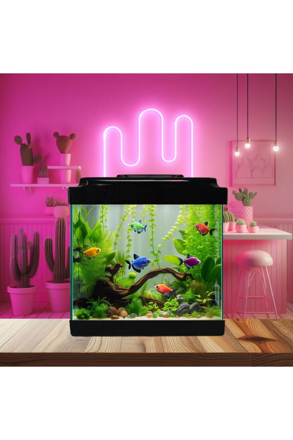 Akvaryum Balık Yemi ve Küçük Akvaryum Mini Akvaryum 20 cm 5 lt Karışık Renklerde Gönderilmektedir.