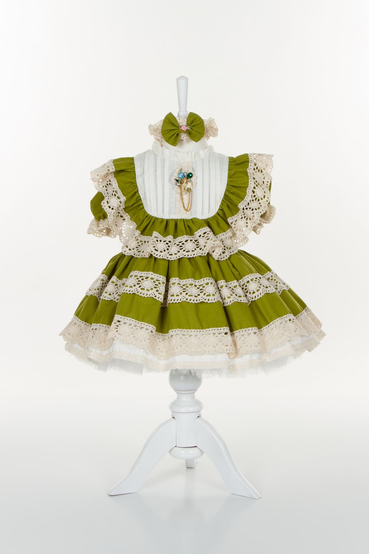 shopland %100 Pamuk Antialerjik Kumaş Güpürlü Kısa Kol Vintage Tema Lila Kız Çocuk Elbisesi