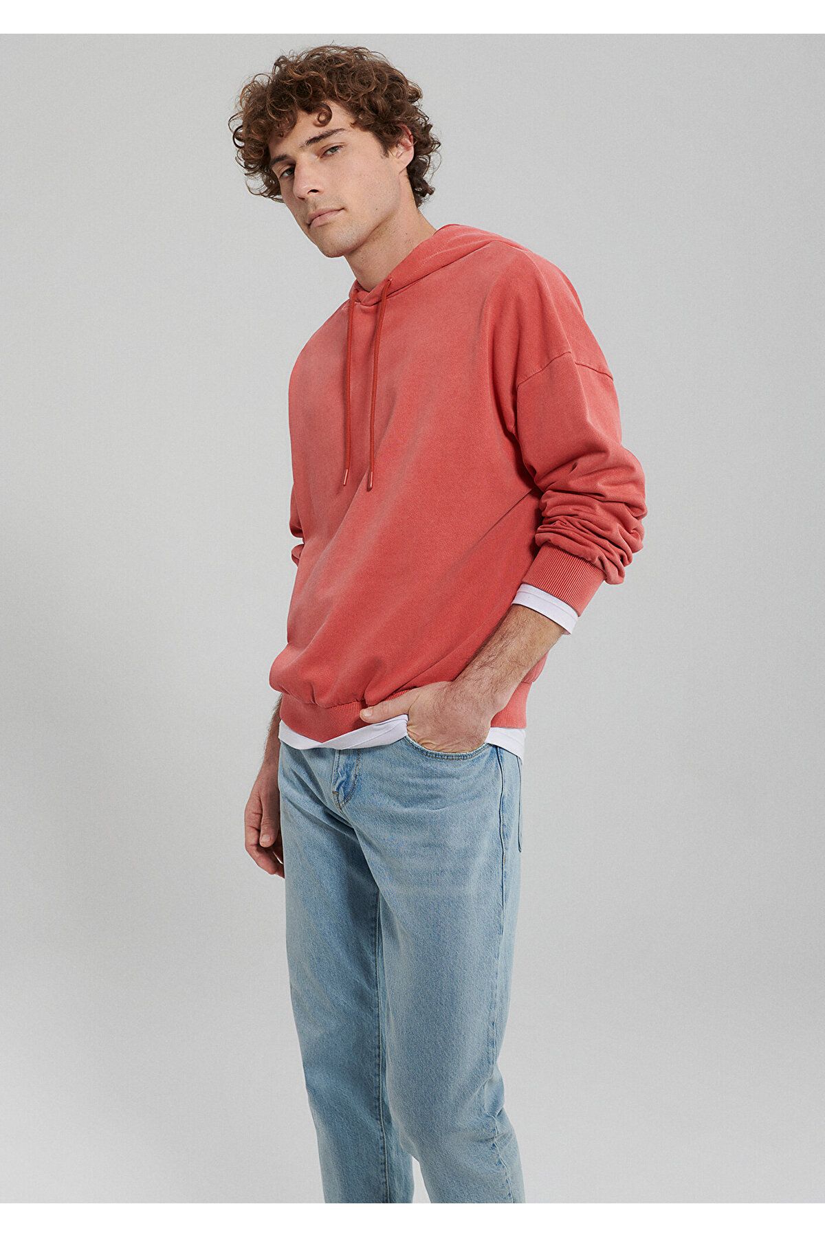 Mavi Kapüşonlu Kırmızı Sweatshirt 0S10098-85124