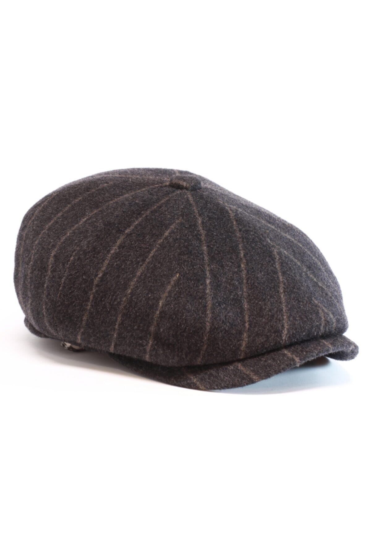 Armalı Şapka Erkek Kahverengi Kaşmir İngiliz Model Kasket Şapka