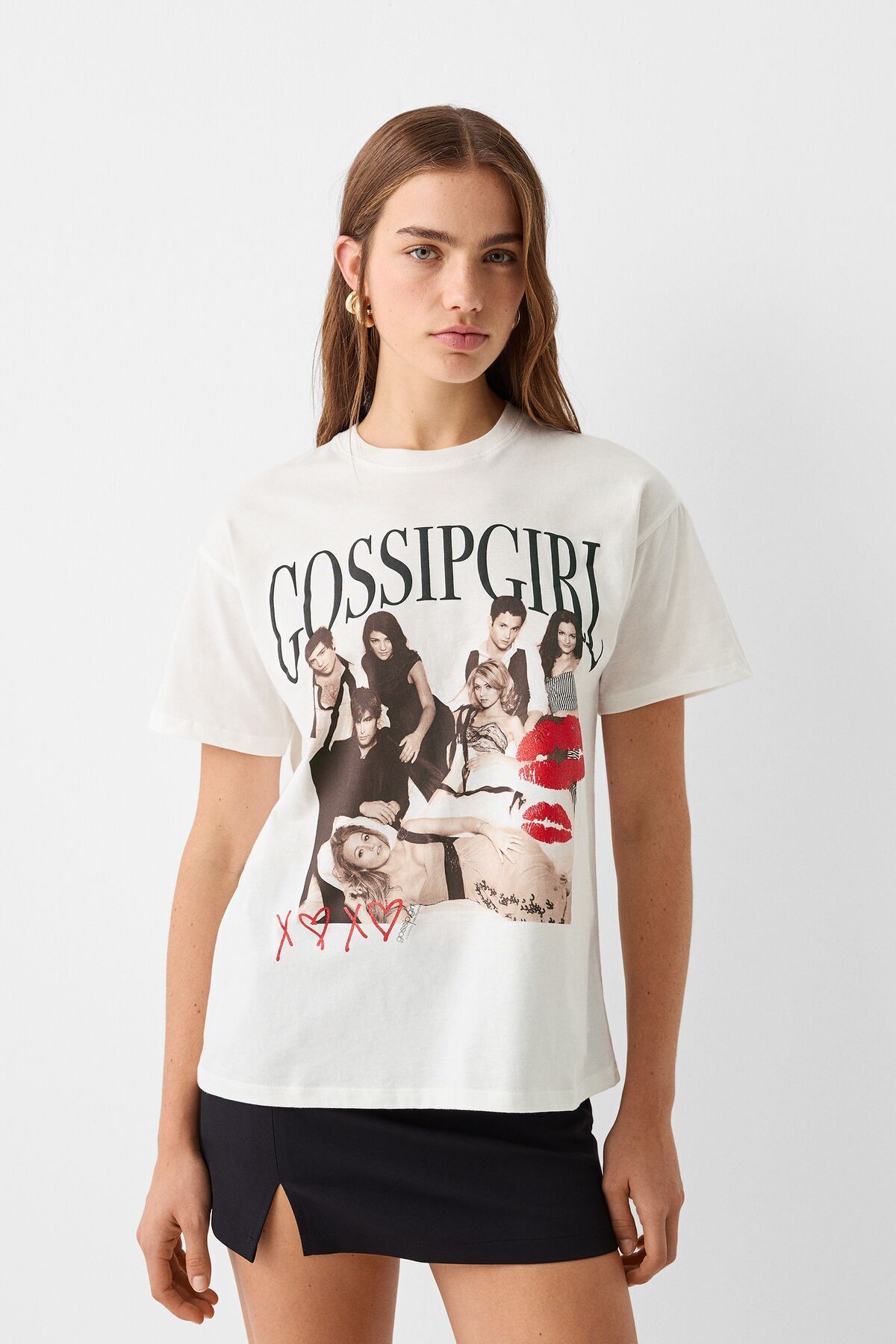Bershka Kısa kollu Gossip Girls baskılı t-shirt