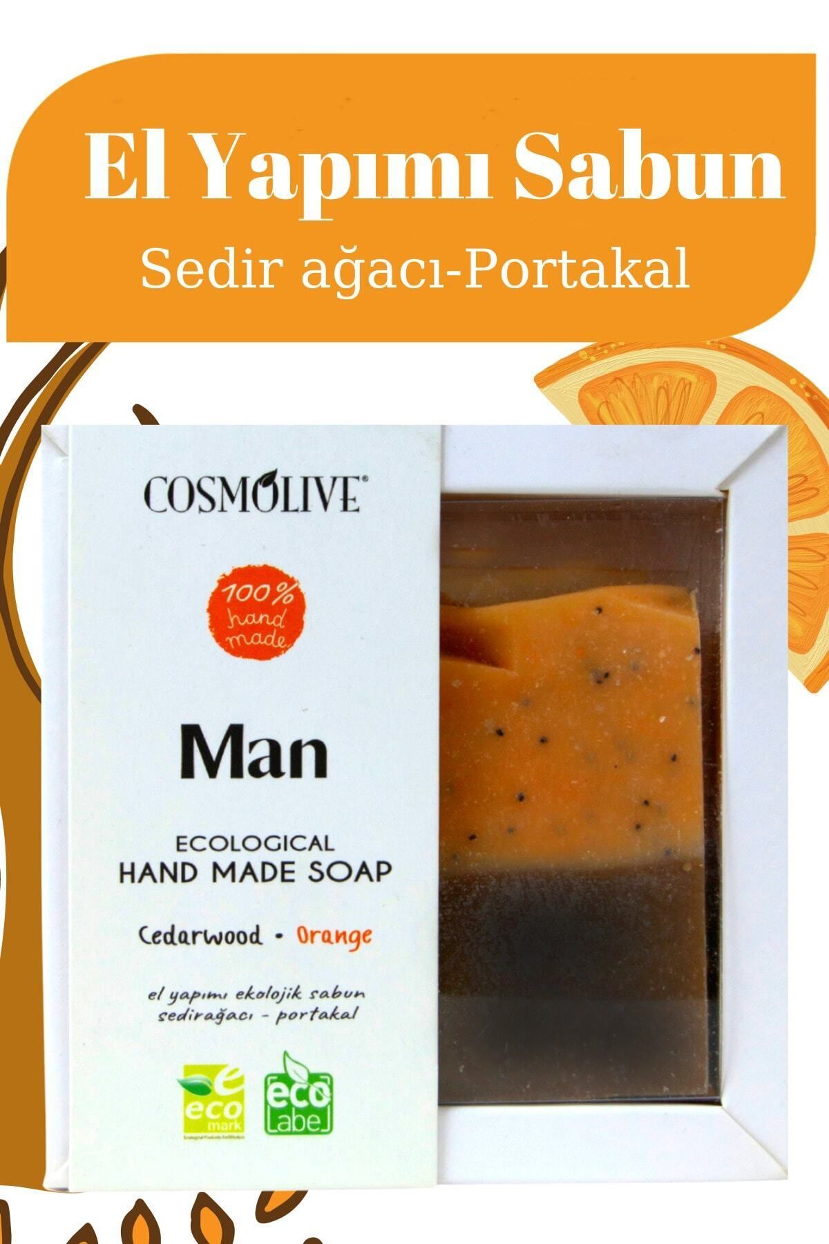 Cosmolive %100 El Yapımı Yüz Saç Cilt Bakımı Sabun Sandal Ağacı Portakal Erkeklere Özel 100 G