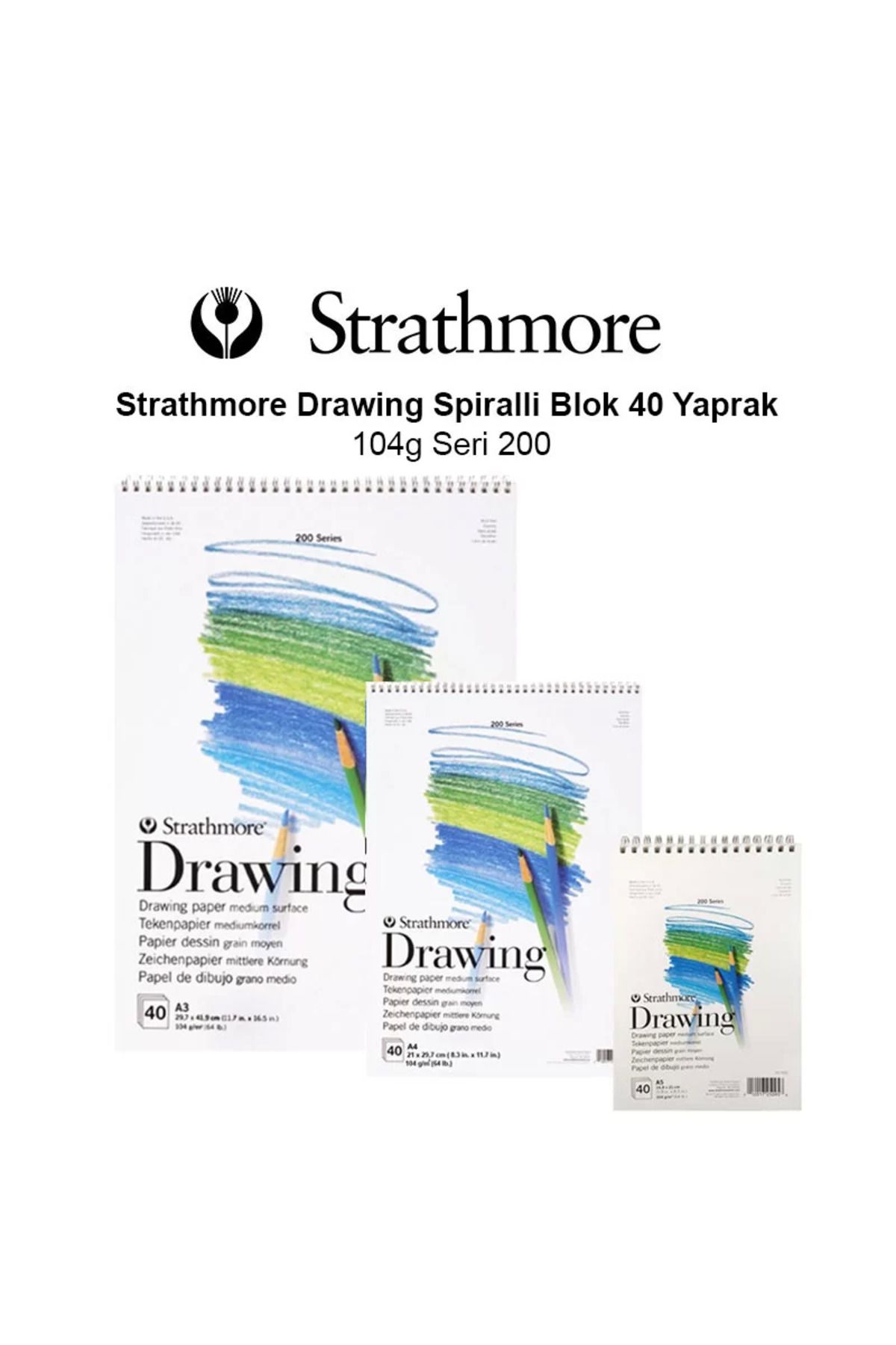 Strathmore Drawing Spiralli Blok 40 Yaprak 104g Seri 200
