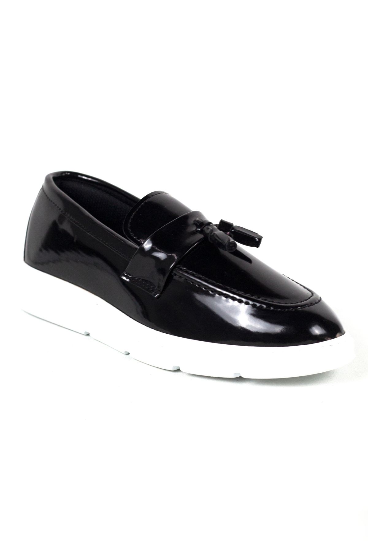 Mida Shoes Siyah Rugan Klasik Püsküllü Ayakkabı
