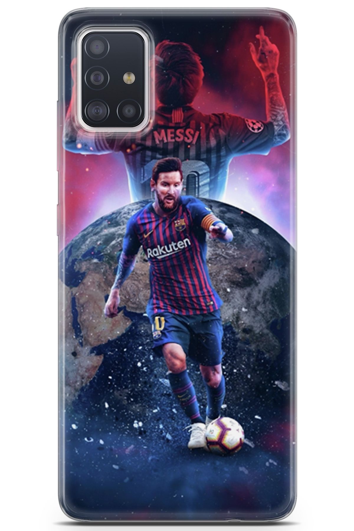 Lopard Samsung Galaxy A71 Uyumlu Kılıf Milano 19 Lionel Messi Tam Koruma Kılıf Kırmızı