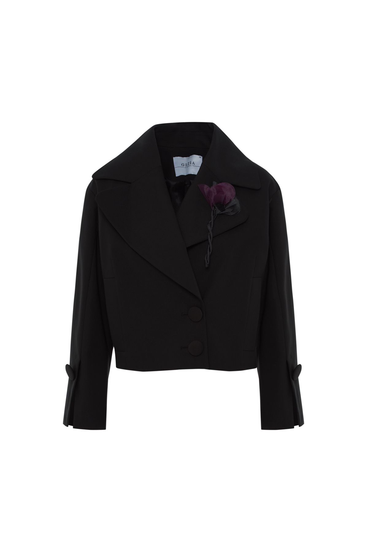 GIZIA Yırtmaç Ve Düğme Detaylı Siyah Blazer Ceket