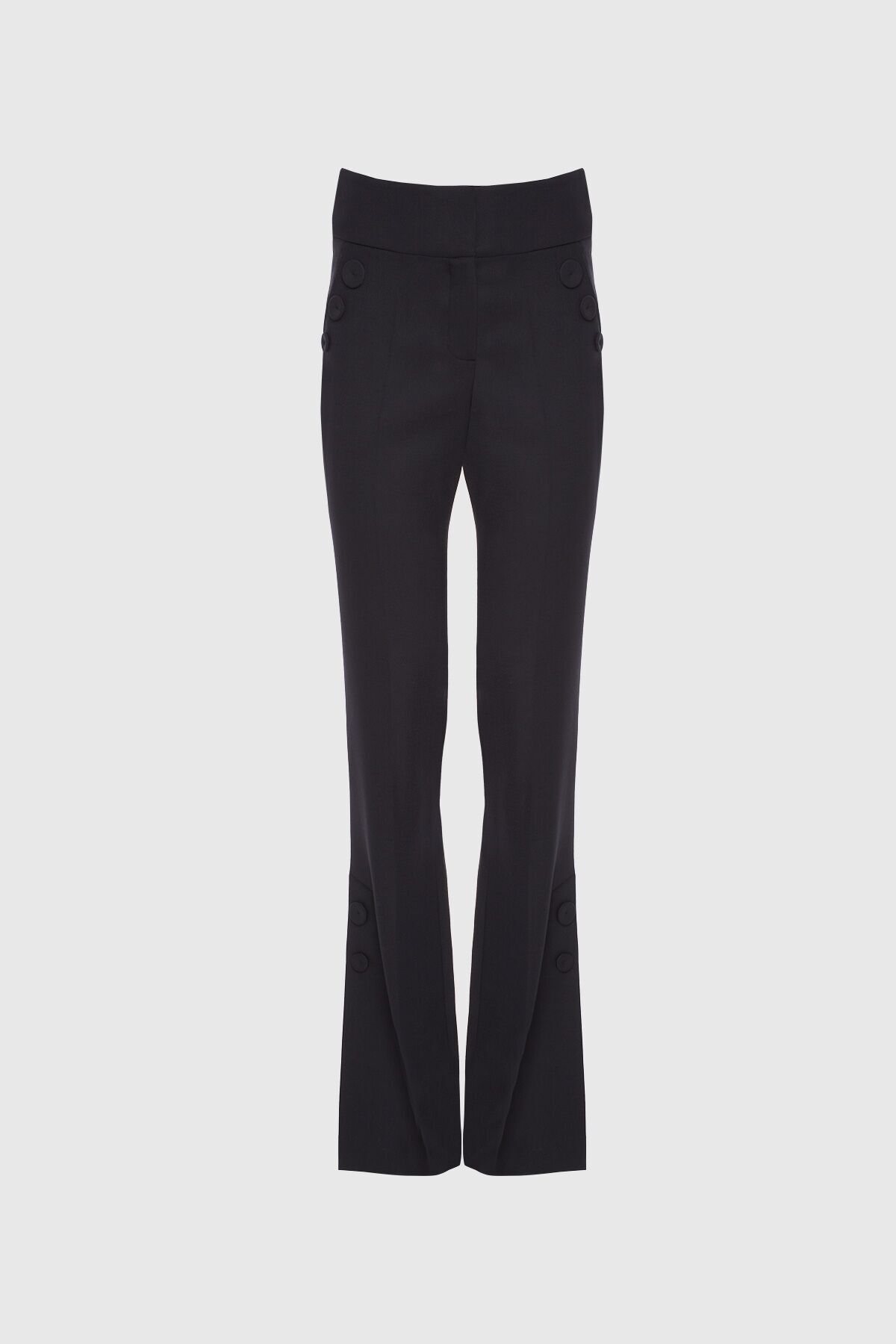 GIZIA Yüksek Bel Yanları Yırtmaçlı Flare Siyah Pantolon
