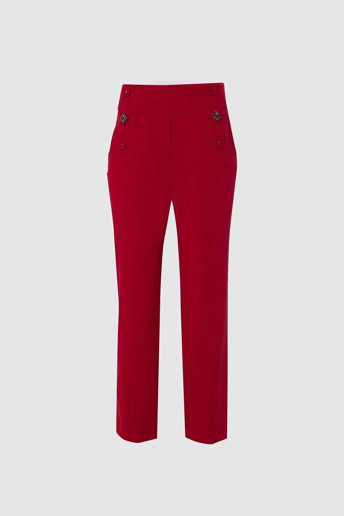 GIZIA Işleme Detaylı Yüksek Bel Kırmızı Havuç Pantolon