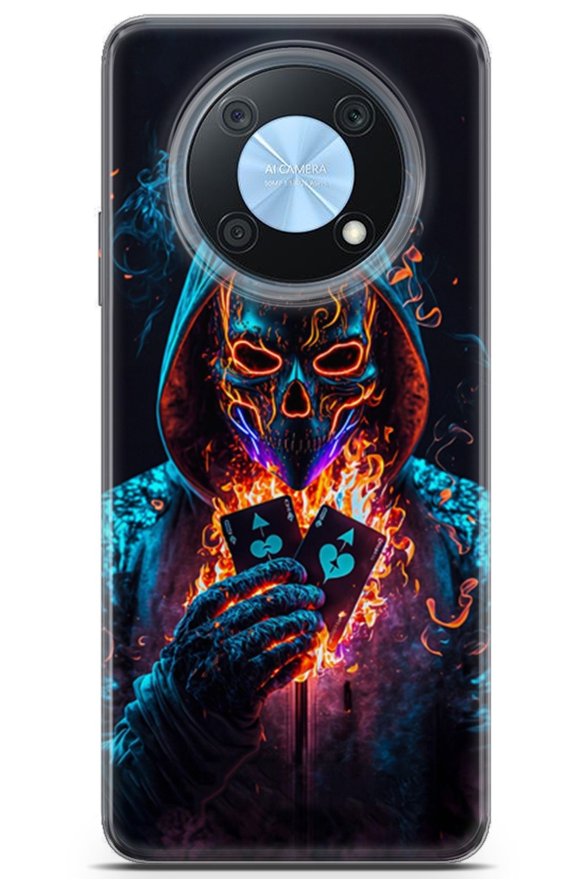 Lopard Huawei Nova Y90 Uyumlu Kılıf Milano 30 Ateşli Maske Kenarları Şeffaf Kapak Mavi