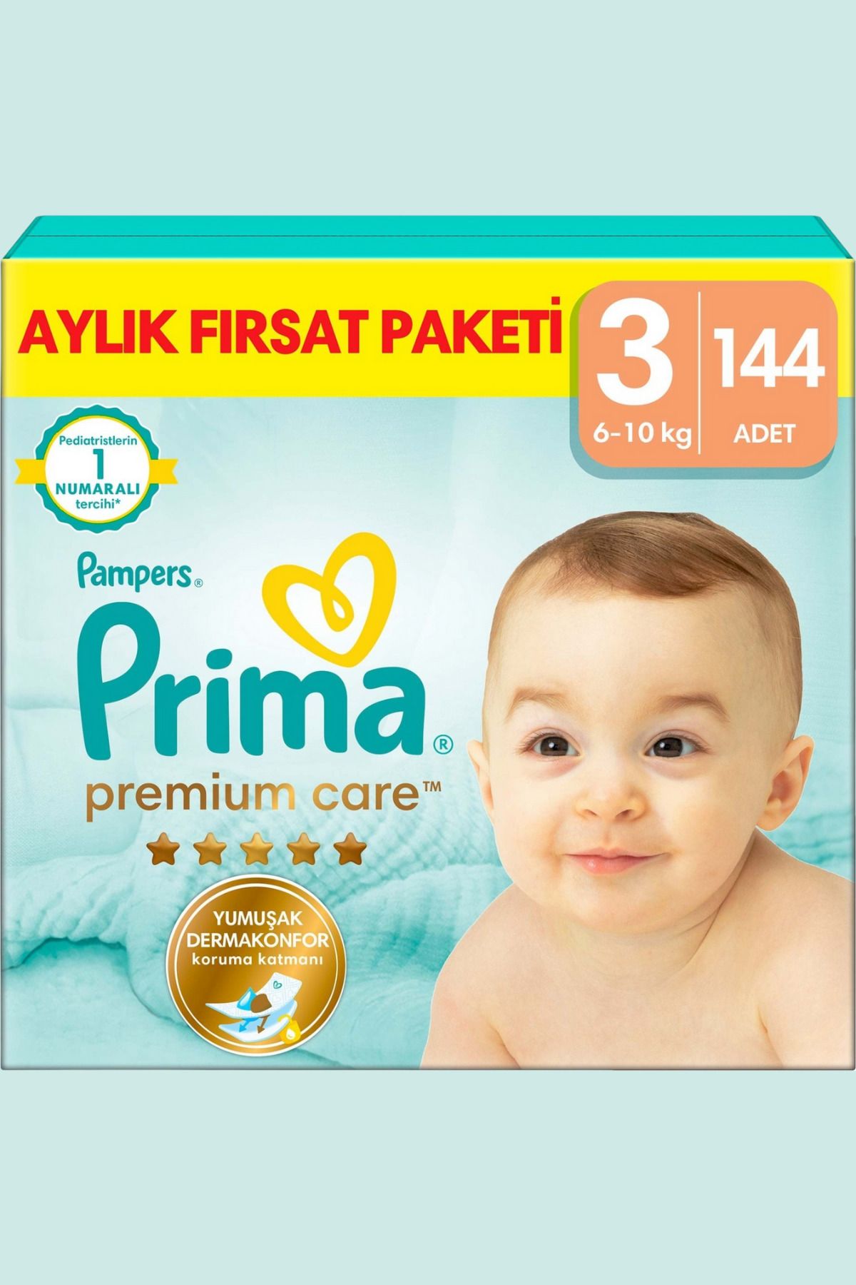 Prima Premium Care Bebek Bezi 3 Numara 144 Adet 6-10 kg Aylık Fırsat Paketi