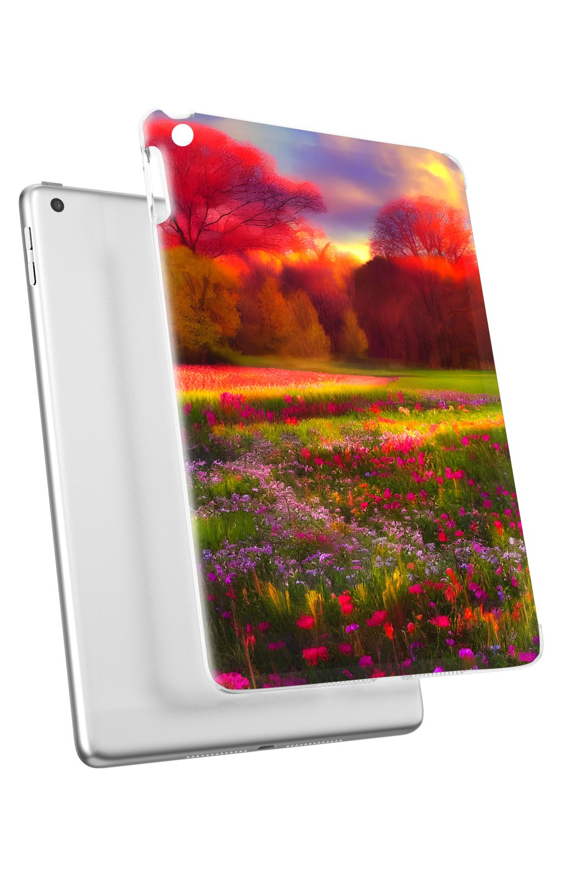 Lopard Apple Ipad Air 1 / 2 Ipad 5. / 6. Nesil 9.7 Kılıf Opus 15 Kır Çiçekleri Kalın Silikon Nature