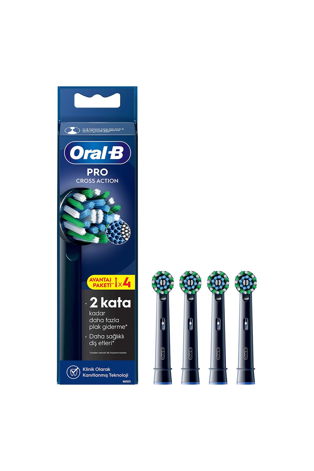 Oral-B Pro Cross Action X-Filament Siyah Şarjlı Diş Fırçası Yedek Başlığı 4 Ade